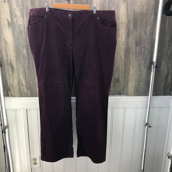 Land's End deep plum fit 2 corduroy pants size 24W - Picture 1 of 5